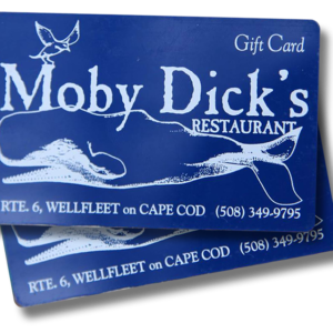 two blue Moby Dick's gift cards